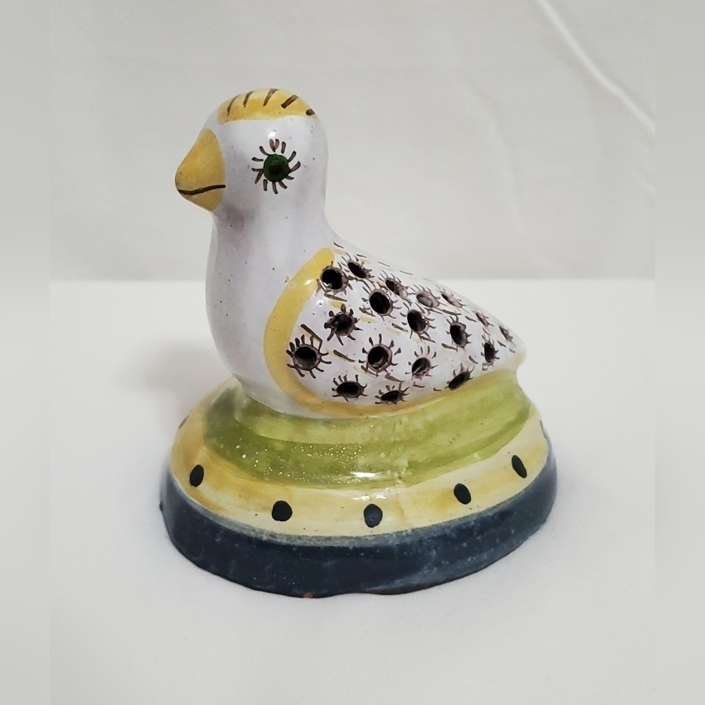 Vintage Handpainted Signed Redware Bird Pomander Ceramic Folk Art Incense Sachet